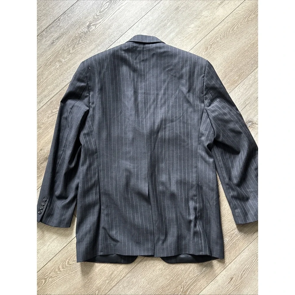 Ralph Lauren Blazer 38R Wool Sport Coat Suit Jacket Gray Pin Made in Canada #722